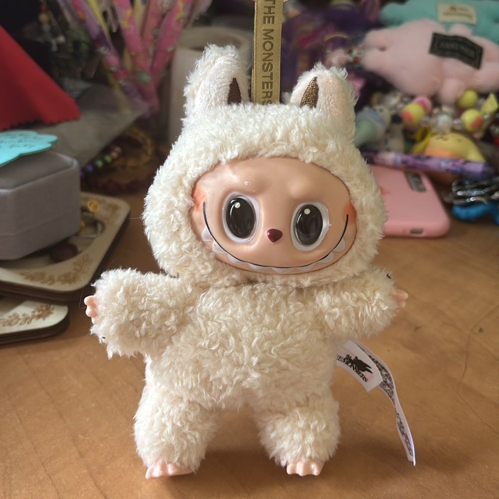 316P Plush Animal Keychain with Beaded Accessory